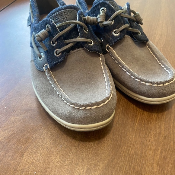 Navy Blue Plaid Sperry Slip-on Boat Shoes - Picture 4 of 6